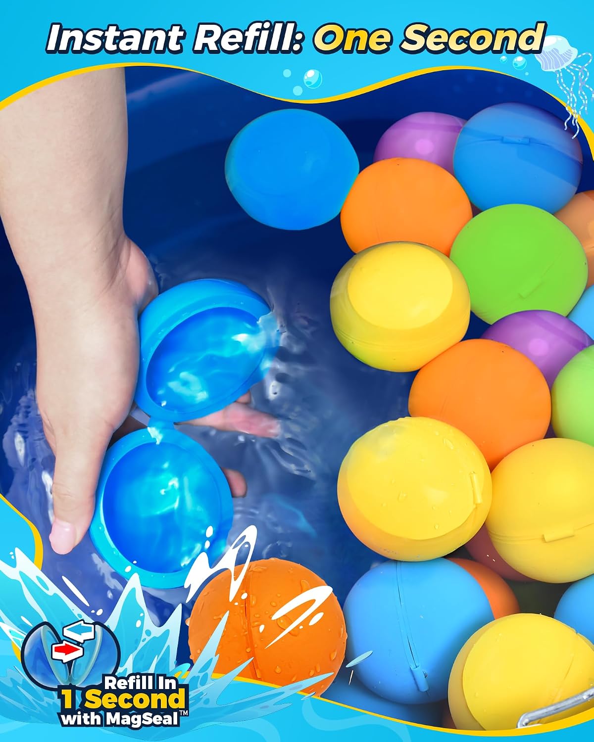 Reusable Water Balloons 18PCS - Summer Water Toys for Pool Beach & Outdoor, Self-Sealing Refillable Water Bombs for Kids Ages 3-14, Magnetic Splash Balls for Kids Fun Games & Activities - Image 7