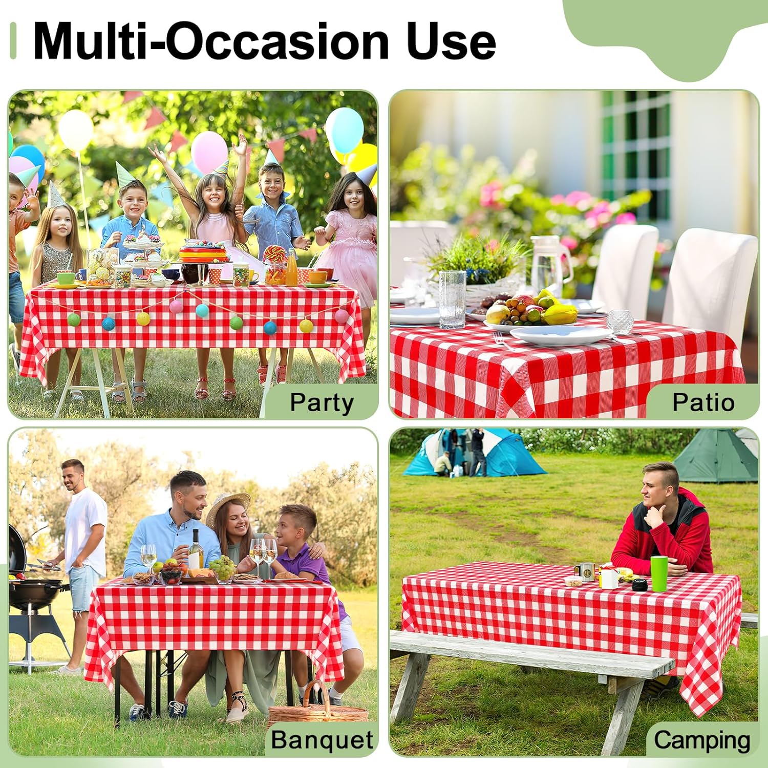 misaya 12 Packs Buffalo Disposable Table Cloth, 54 x 108 Inch Waterproof Plastic Tablecloth, Rectangle Red and White Checkered Table Covers for Picnic, Birthday, Party, Back to School - Image 7