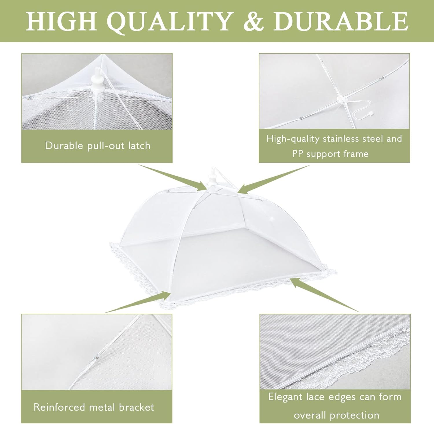 Food Covers Food Tent for Outside Mesh to Keep Bugs away, 2 Extra Large Size (40” x 24”) Reusable Collapsible Food Nets including Carry Bag,Ideal for Picnic Party BBQ Wedding Fruit - Image 2
