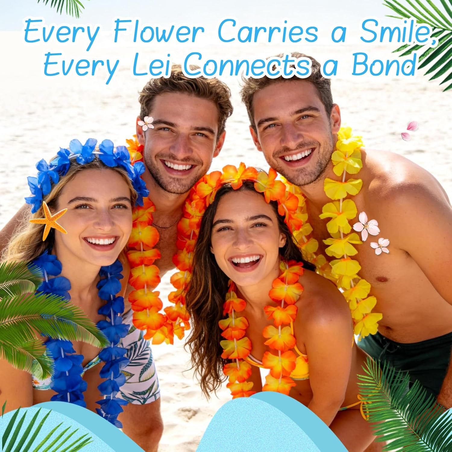 200 PCS Hawaiian Leis Bulk Colorful Tropical Flower Necklace for Luau Party Decorations, Summer Beach Party Favors, Hawaii Theme Birthday Decor, Pool Party Supplies, Hawaiian Garland, Silk Flower Lei - Image 6
