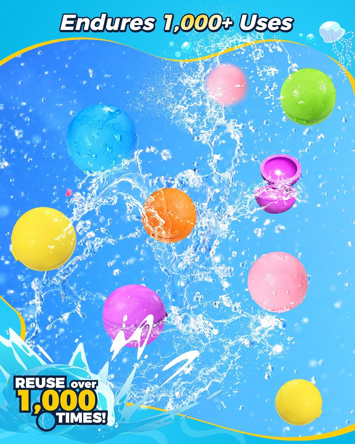 Reusable Water Balloons 24PCS - Summer Water Toys for Pool Beach & Outdoor, Self-Sealing Refillable Water Bombs for Kids Ages 3-14, Magnetic Splash Balls for Kids Fun Games & Activities - Image 6