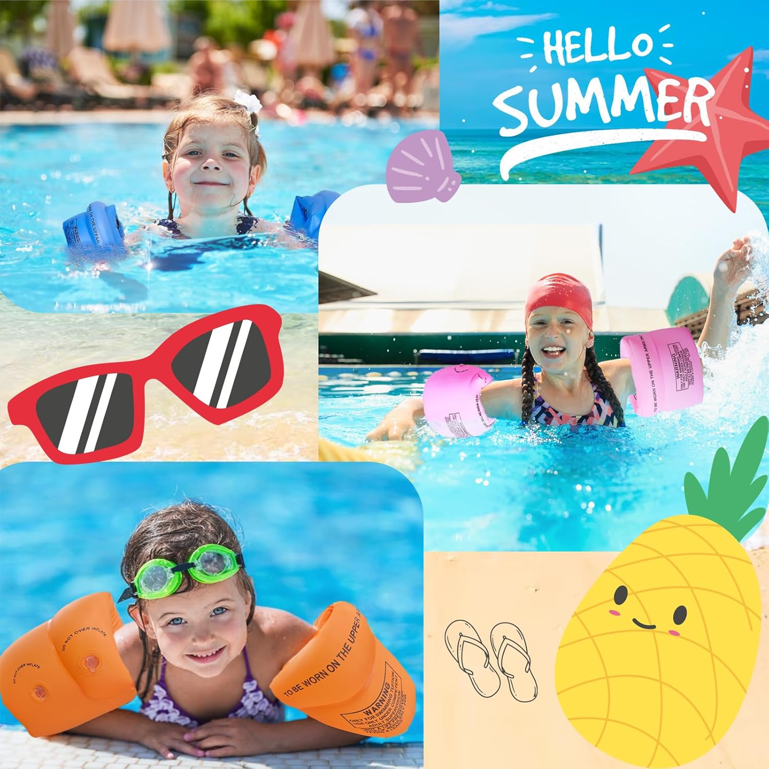 2 Pack Arm Floaties for Kids and Adults- Inflatable Floaties for Kids 6-12yrs, Blow up Water Wings for Toddlers, Swimming Arm Pool Floats for Children and Adults 30-150LBS(Blue and Pink) - Image 3