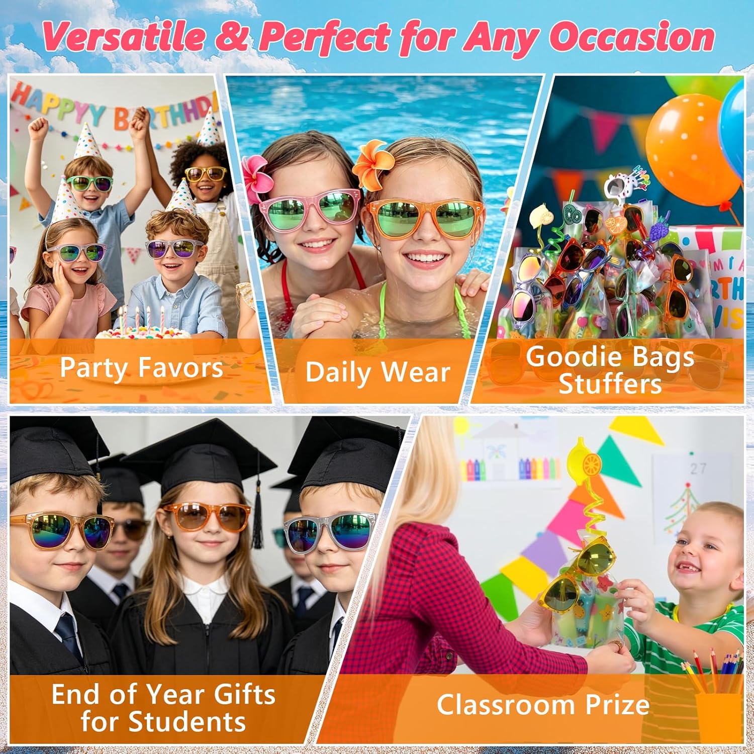 Kids Sunglasses Bulk Party Favors - 24Packs Boys Girls Sunglasses for Kids Age 3-8, Neon Sunglass with UV400 Protection, Goodie Bags Stuffers for Kid Birthday Party Supplies, End of Year Student Gifts - Image 6