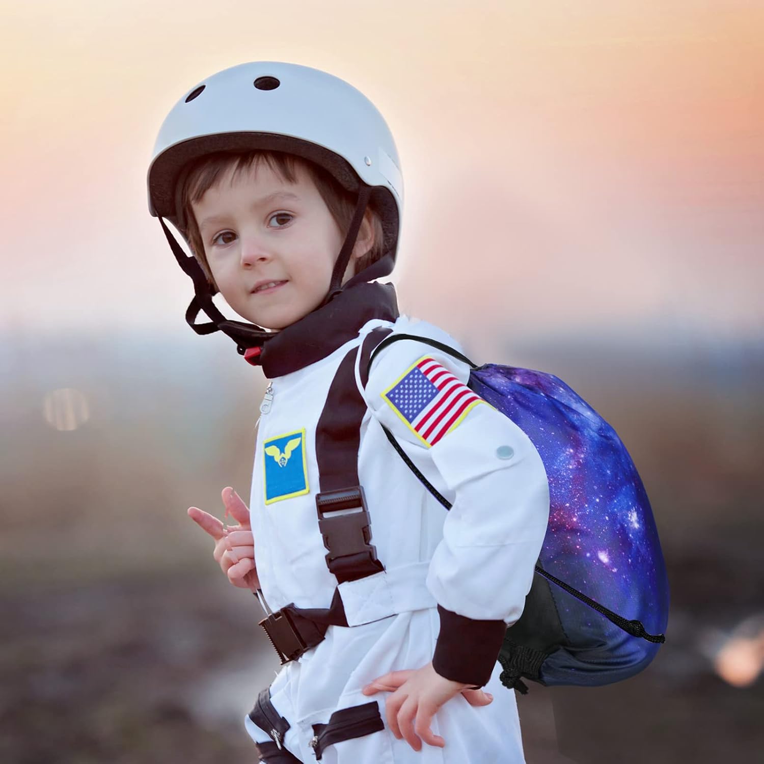 Lothee 48 Pack Drawstring Backpack Galaxy Party Favor Bags Space Starry Night Sky Backpack Space Theme Goodie Bag for Events Celebrations Universe Pattern Treat Candy Pouch for Guests - Image 2