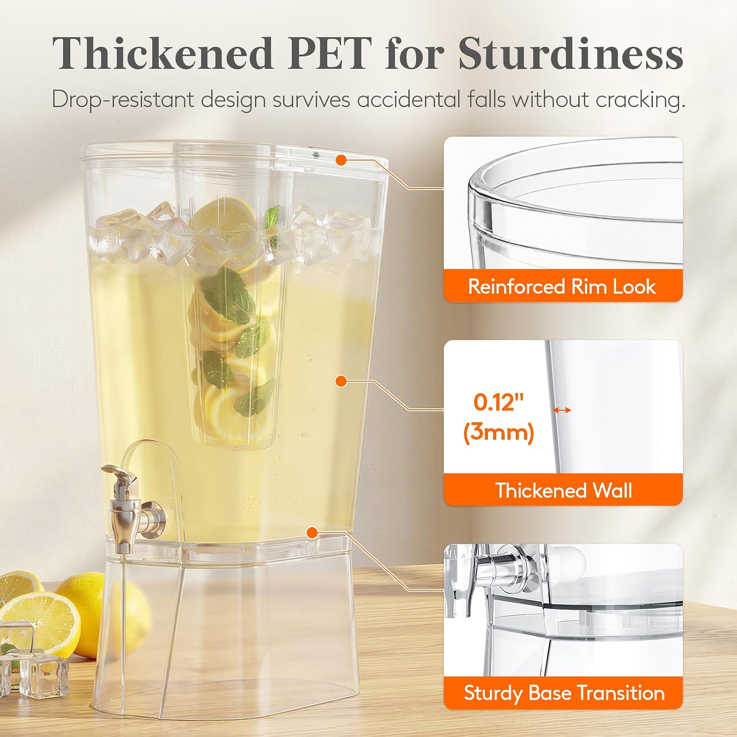 Lifewit 2 Gallon Drink Dispenser for Parties, Large Plastic Beverage Container with Fruit Infuser & Leak-Proof Spigot, BPA Free Water Pitcher for Juice/Tea/Lemonade - Ideal for Bar & Outdoor, 2 Pcs - Image 5