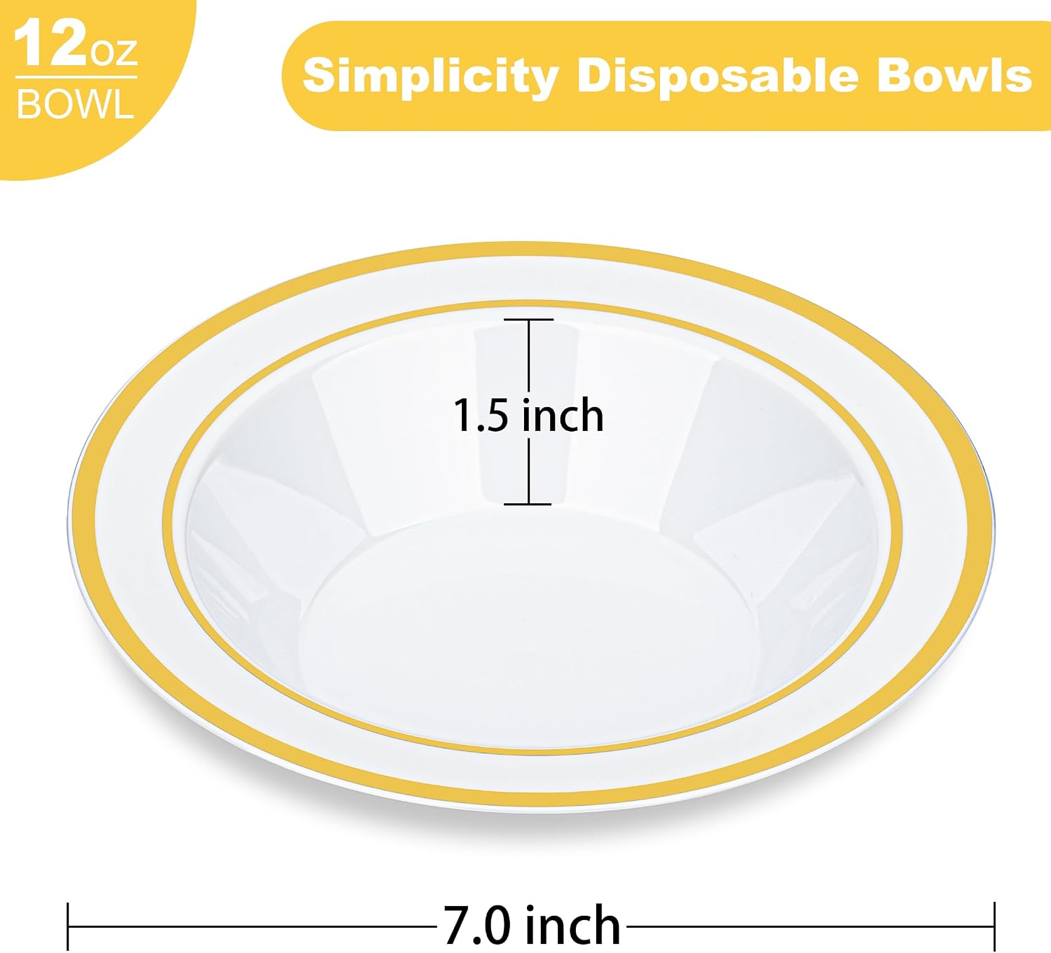BESTVIP Gold Plastic Dinnerware Set, Disposable Party Plates for 50 Guests, Include: 100 Plastic Plates, 100 Bowls, 50 Pre Rolled Napkins with Gold Silverware, 50 Cups - Image 7
