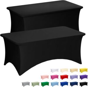 Fixwal Black Table Cloth 2 Pack 6FT...