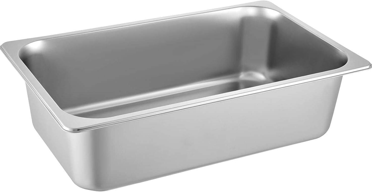 VEVOR 6 Pack Hotel Pans, Full Size 6-Inch, Stainless Steel Steam Table Pans,Anti-Jam Catering Trays for Steam Tables, for Home, Party, Restaurant, Hotel, Buffet - Image 9