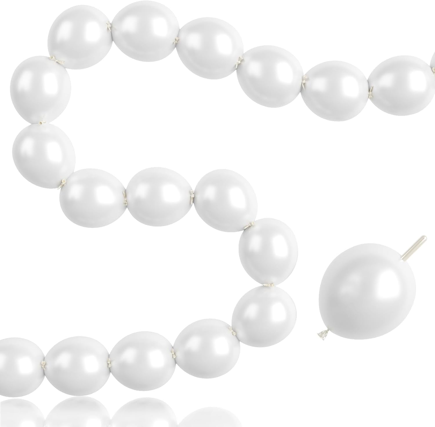 Pearl White Linking Balloons,100pcs 6 Inch Quick Link Long Balloons for Tying Balloon Arch,Tails Balloon Wall,for Wedding Anniversary Engagement Birthday Baby Shower Graduation Party Decorations