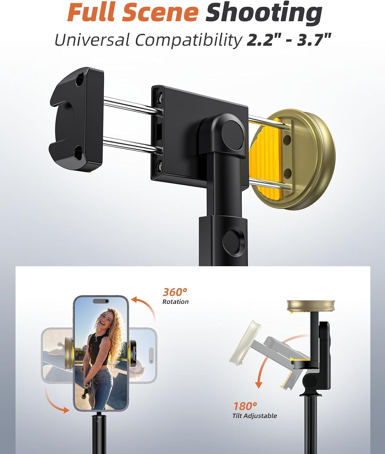 Vimose Phone Tripod & Selfie Stick with Remote, Portable, Lightweight for Video Recording Vlog, Extendable Travel Tripod Stand Compatible with iPhone Android, Black, 62" - Image 5