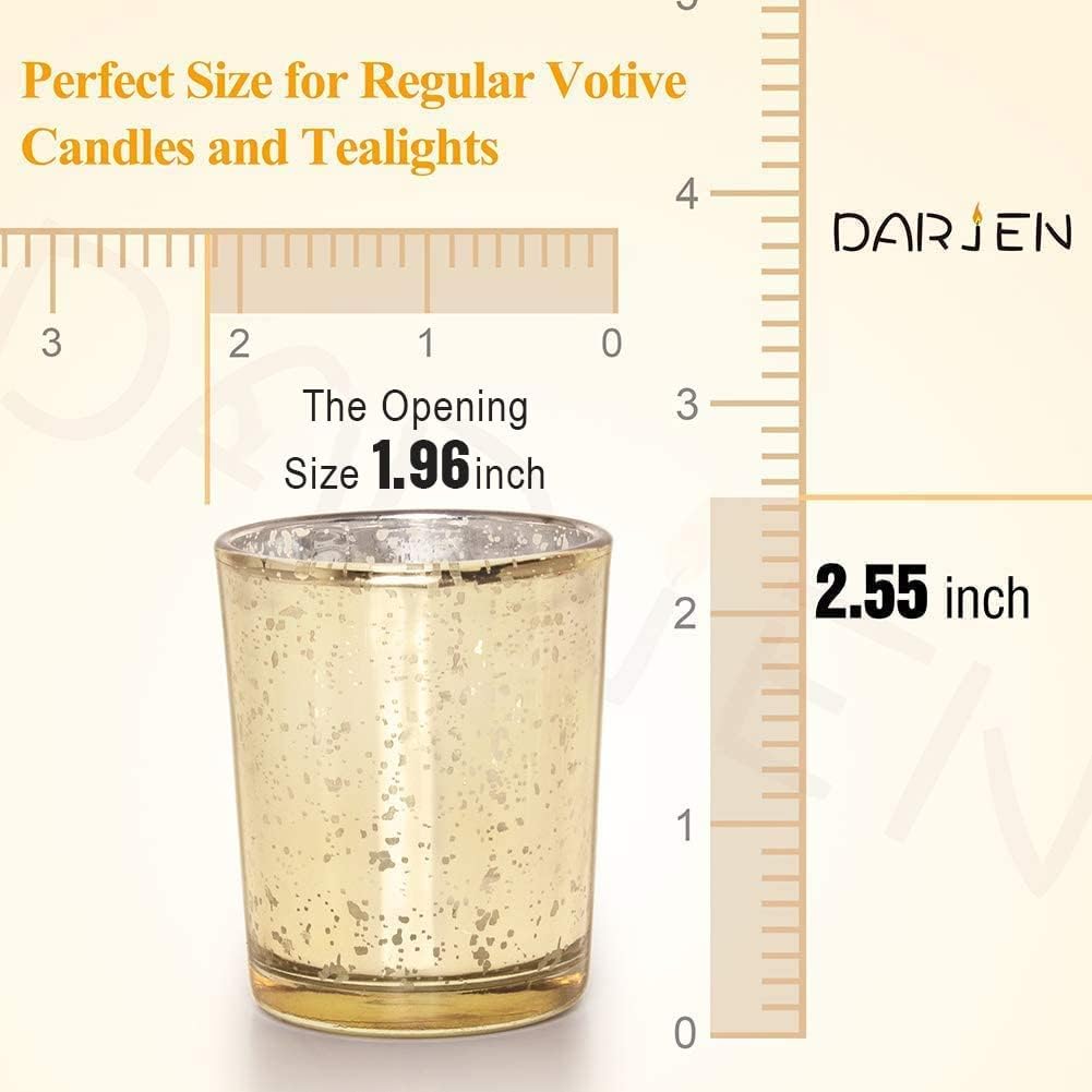 DARJEN 24 Pcs Gold Tea Lights Candles Holders for Wedding Centerpieces, Votive Candle Holders for Party Home Wedding Shower Decorations, Table - Mercury Glass Votives - Image 5