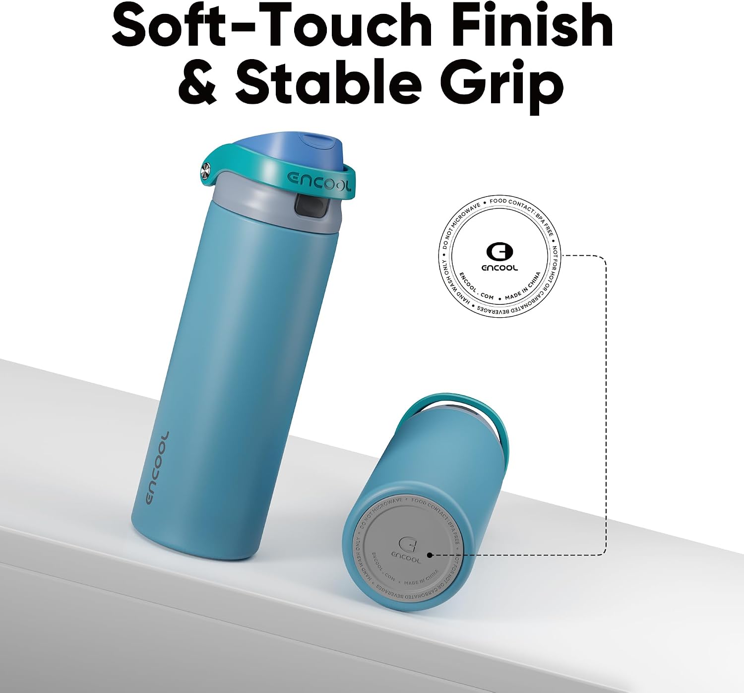 ENCOOL Leakproof Insulated Water Bottle with Straw Dual-Sip Water Bottle Bag-Safe Design for Work, Commute & Gym – Keeps Drinks Cold All Day, 24 oz, Teal Blue - Image 6
