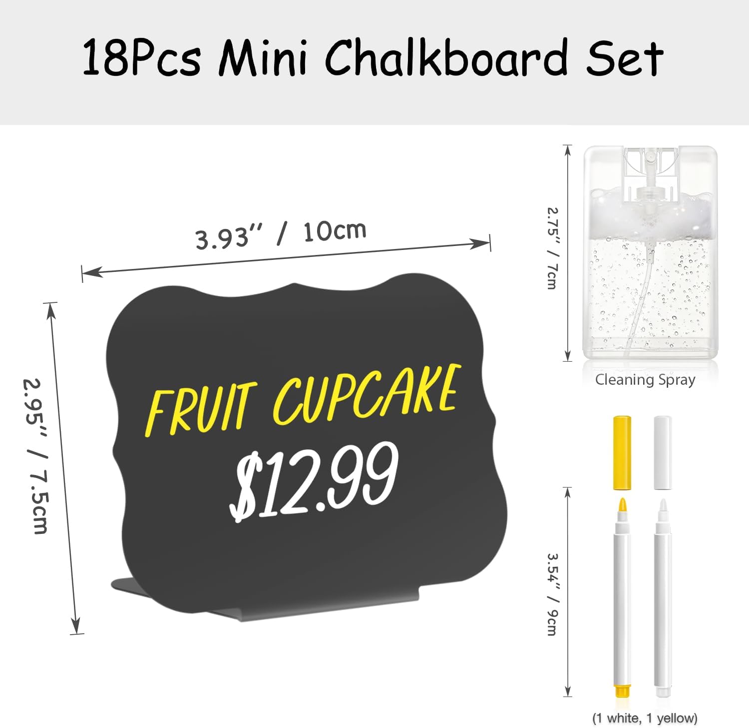PigPotParty 18 Pcs Food Labels for Party Buffet w/Cleaning Spray, 4"x3" Mini Chalkboard Signs Include 2 Liquid Chalk Markers for Food Display - Food Tags- Table Palce Card (Waved Shape) - Image 3