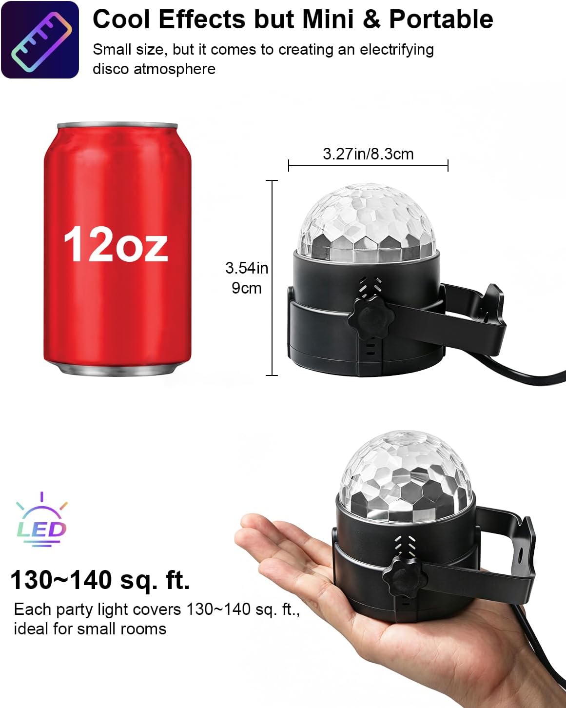 Luditek Sound Activated Party Lights with Remote DJ Lighting, Disco Ball Strobe Stage Light for Home Room Dance Parties Birthday Karaoke Stocking Stuffers New Years Eve Halloween Christmas Decorations - Image 3