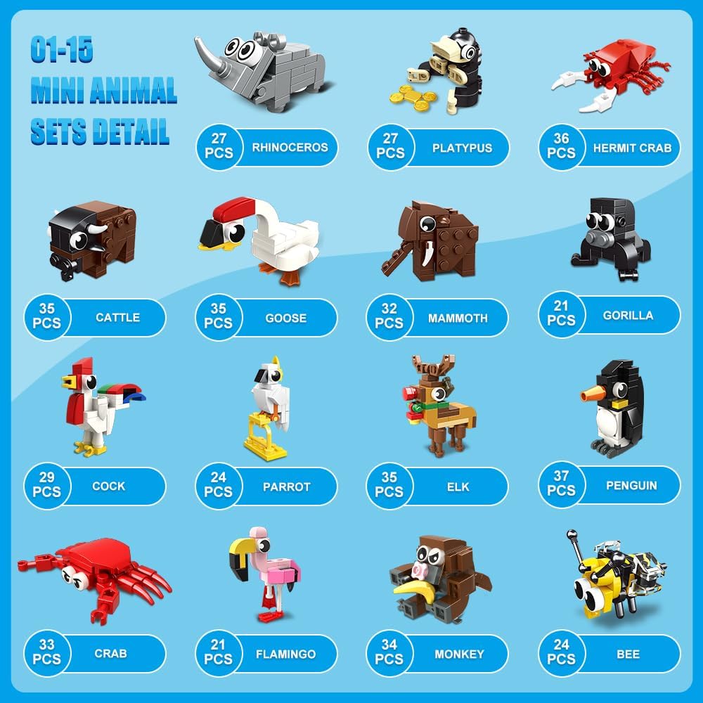 HOGOKIDS 30 Packs Party Favors for Kids - 867PCS Mini Animal Building Blocks Sets for Classroom Prizes Goodie Bag Fillers Valentines Easter Gift Exchange for Student Boys Girls Ages 6+ - Image 4