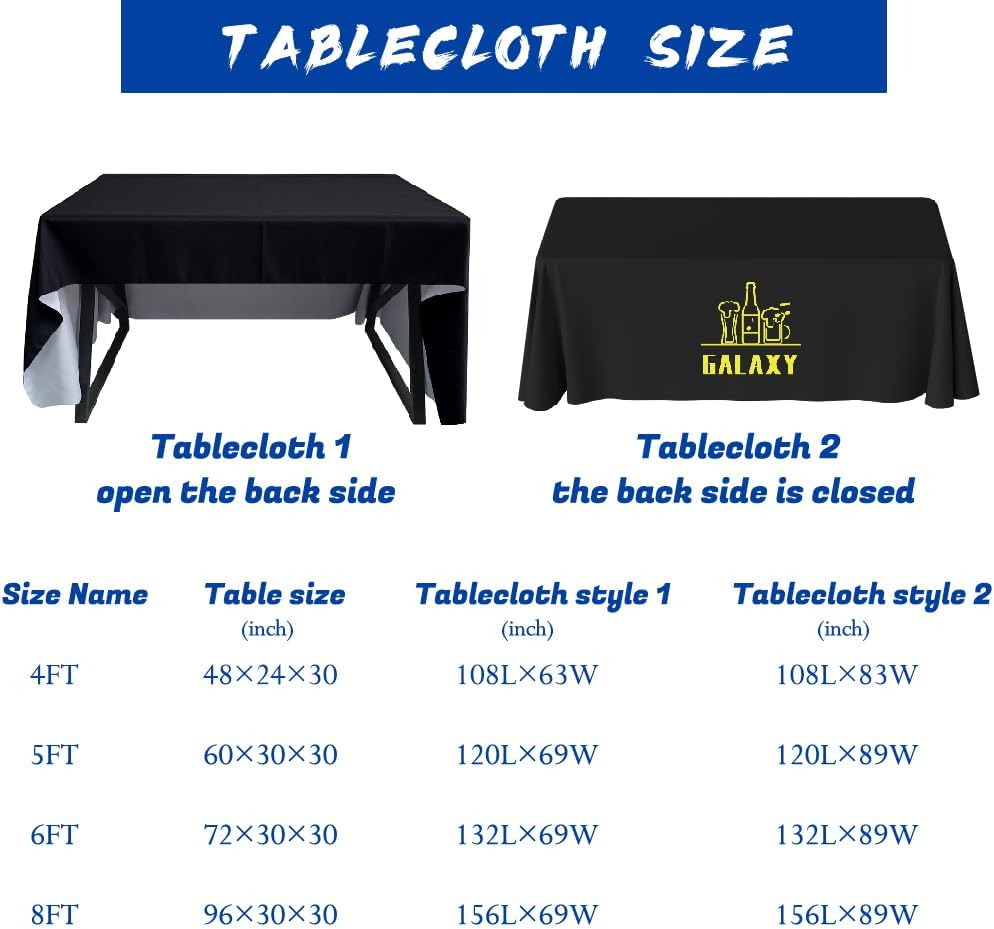 Custom Table Cloth with Business Logo Text Image 4/5/6/8/10FT Personalized Table Cloths for Business Tradeshow Events Company Shop School Welfare Organization (4FT Open Back) - Image 2