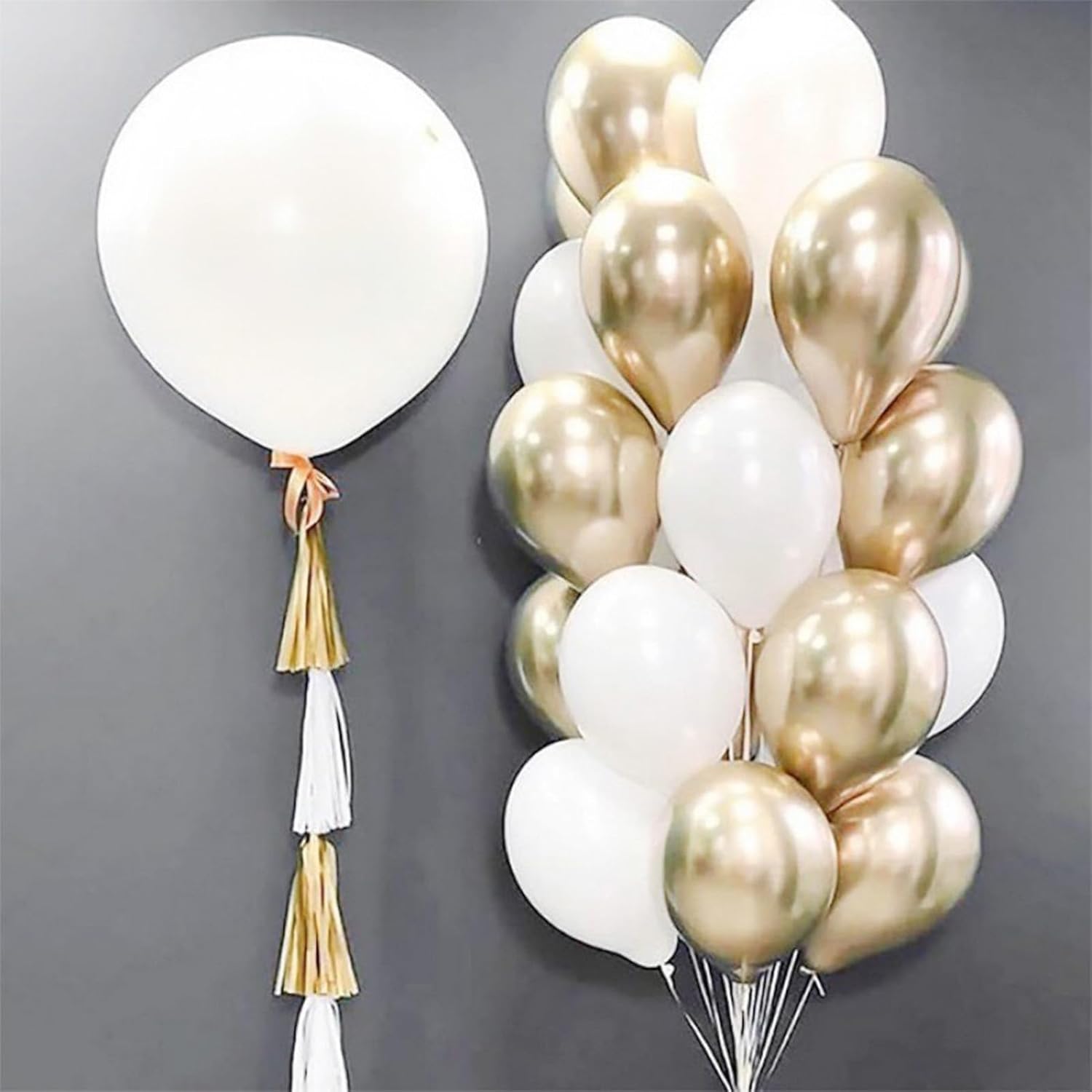 White and Gold Balloons, 12 Inch White Sand Gold Metallic Latex Balloons, Beige Gold Party Balloons for Boho Birthday Baby Shower Engagement Wedding Anniversary Party Decorations - Image 7