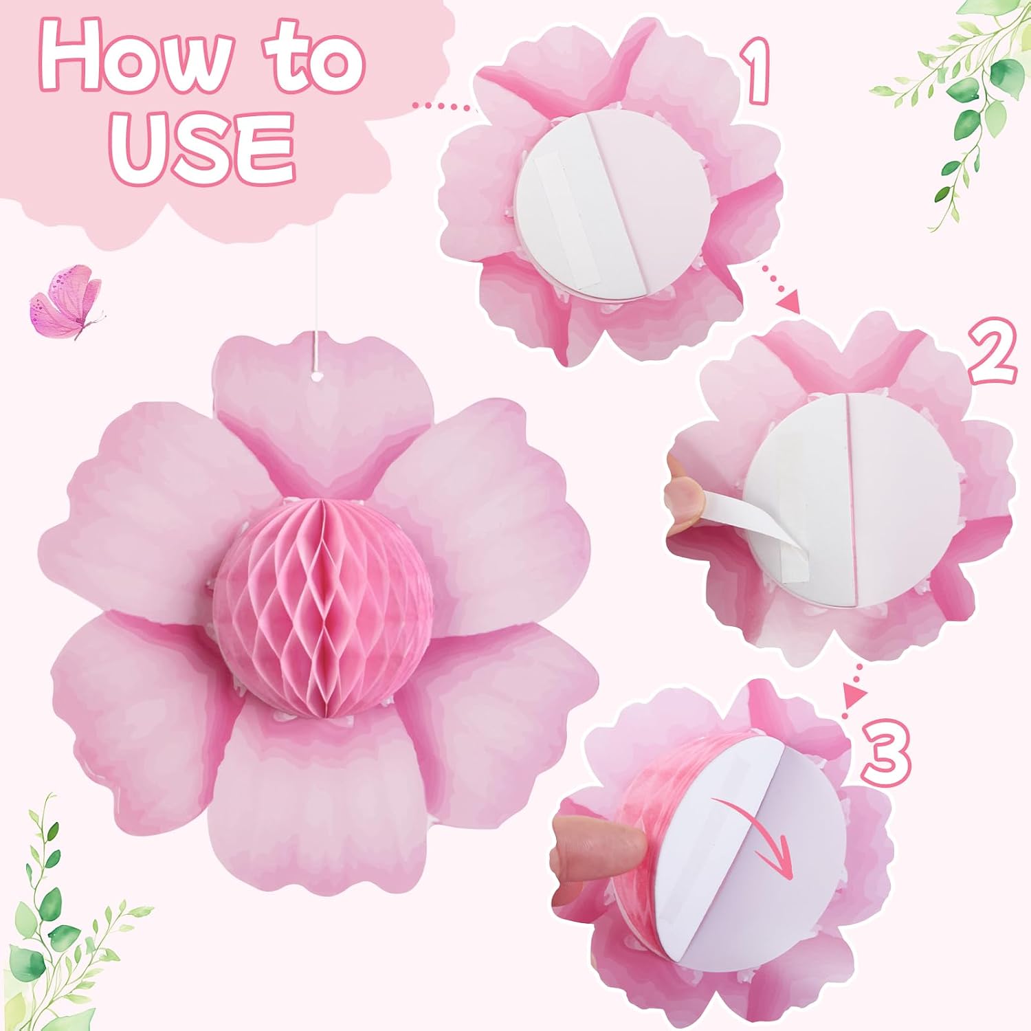 Paper Jazz Hanging Paper Flower Sunflower Honeycomb Party Decoration Pink Orange Spring Garden Themed Summer Party Supplies Large Paper Flower for Wall for Tea Party Baby Shower Wedding. - Image 4