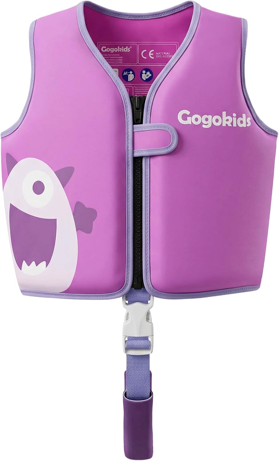Gogokids Toddler Swim Vest Pool Floaties for Kids 1-2-3-5-6-9-12 Yrs, Neoprene Swimming Jacket w/Adjustable Strap & Zip, Kids Pool Float Jacket 30-50-70-90 Pounds for Boys Girls Youth Teens