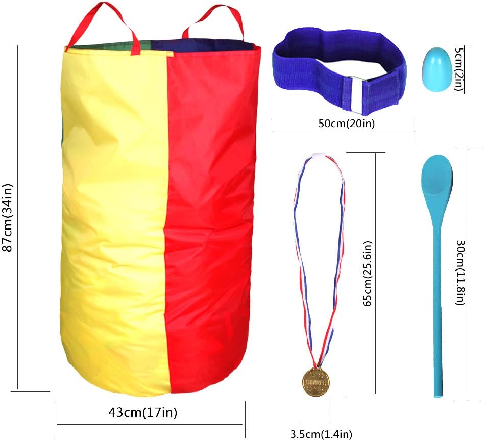 CWLAKON Outdoor Games, Potato Sack Race Bags for Kids Adults, Egg Spoon Relay Race, 3 Legged Race Bands, Birthday Party, Field Day Family Reunion Carnival Outside Yard Lawn Easter Fall Festival Games - Image 6