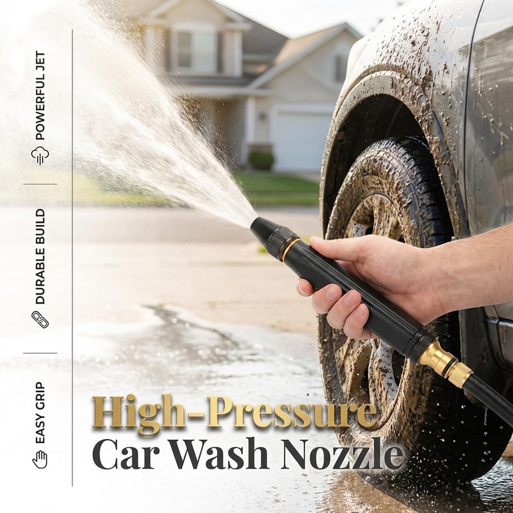 Heavy Duty High Pressure Hose Nozzle, 2026 Upgrade Adjustable Booster Home High Pressure Car Wash Water Gun with Booster Nozzle, Pressure Washer Hose Attachment for Plant Watering Lawn Car (A*1) - Image 3