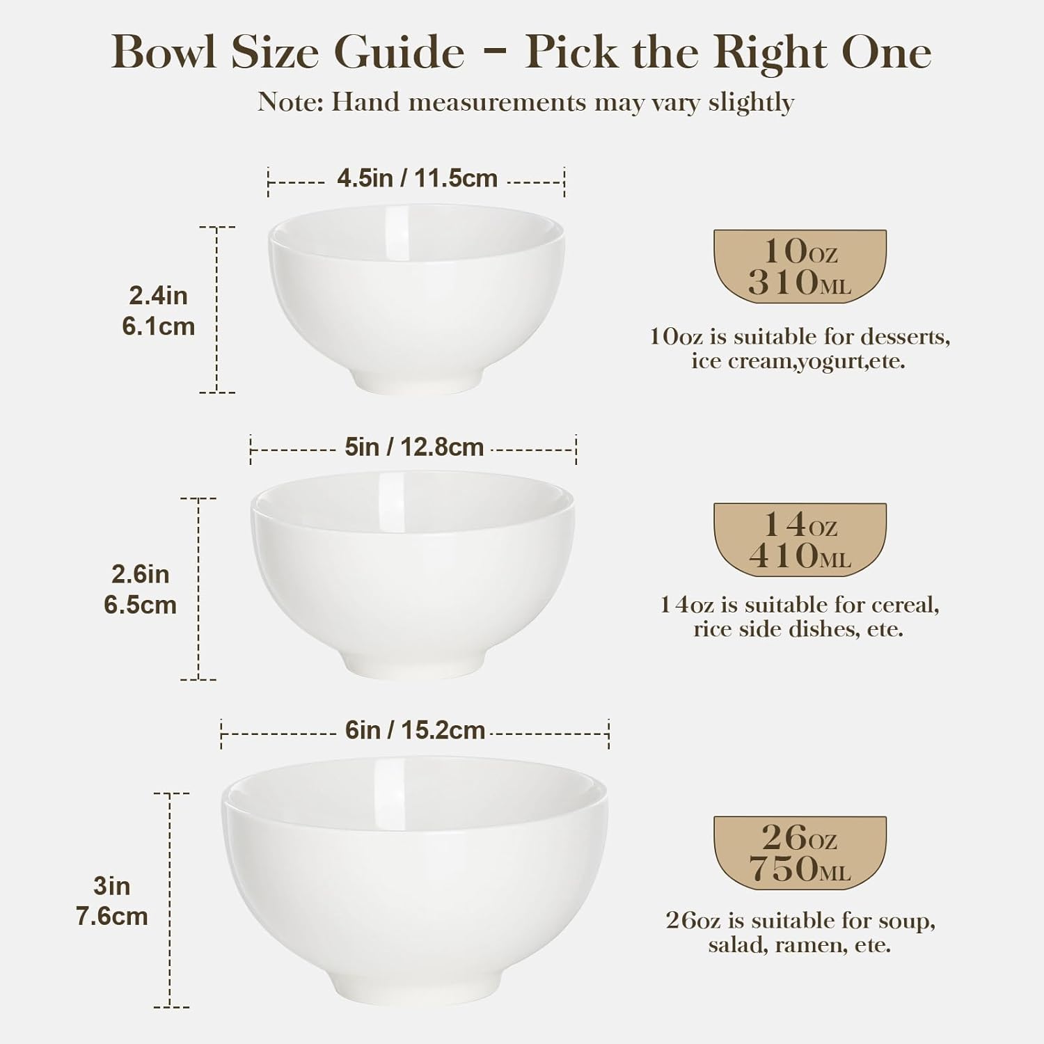 MALACASA Small White Bowls Set of 8, 10 Oz Ice Cream Bowls - Little Ceramic Bowls for Bouillon,Side Dishes, Dessert, Oatmeal, Fruit, Portion Control - Dishwasher & Microwave Safe. - Image 6