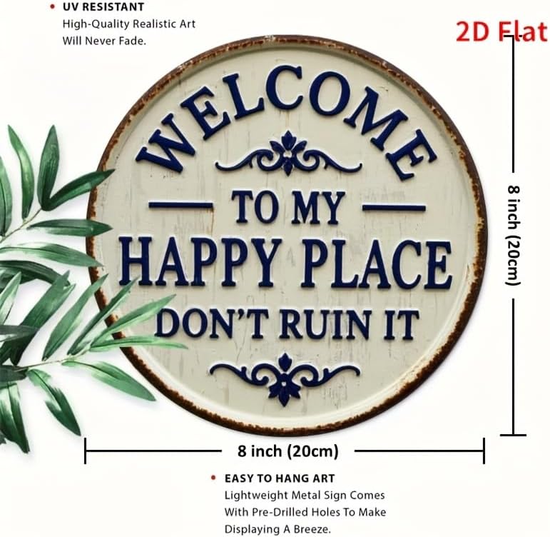 1PC Rustic Metal Welcome Sign Vintage Iron 7.8x7.8 Inch with Floral Accents Indoor Outdoor Metal Wall Art for Home, Porch, Garden, A - Image 4