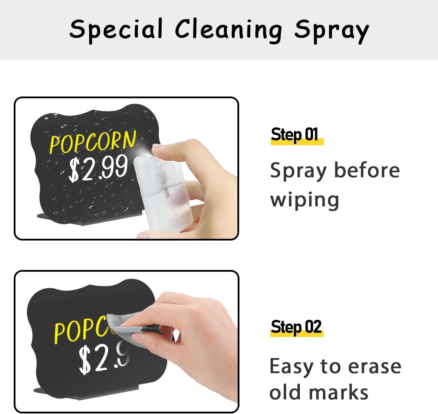 PigPotParty 18 Pcs Food Labels for Party Buffet w/Cleaning Spray, 4"x3" Mini Chalkboard Signs Include 2 Liquid Chalk Markers for Food Display - Food Tags- Table Palce Card (Waved Shape) - Image 2