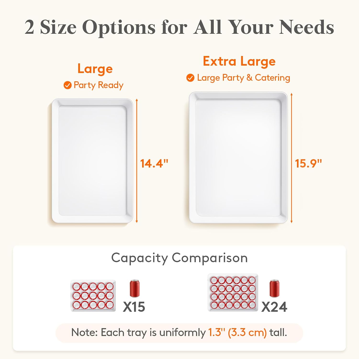 Lifewit 16" x 12" Extra Large Plastic Serving Trays for Party, 4 Pack Reusable White Food Platters for Cookies, Desserts, Fruit, Appetizers & Charcuterie, BPA-Free Catering Trays for Parties & Buffets - Image 3