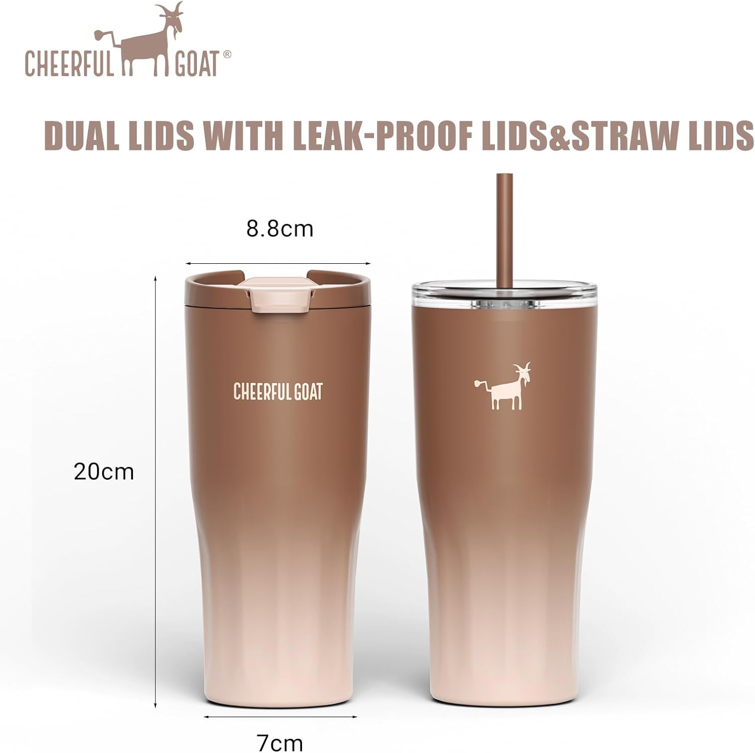 CHEERFUL GOAT Ceramic Lined Coffee Travel Mug – Stainless Steel Travel Coffee Tumbler with Ceramic Liner, with lid, 21 OZ Cup for Hot and Cold Water Coffee at Home, Office, or On the Go (Latte Ombre) - Image 6