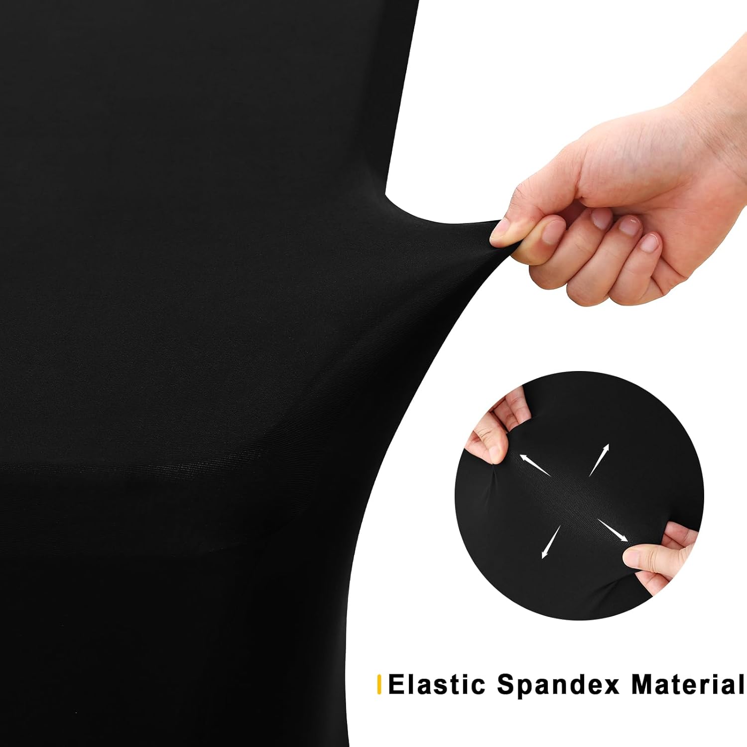 Smiry 2 Pack Spandex Table Cloth 6FT, Elastic Fitted Stretch Tablecloths, Washable and Wrinkle Free Rectangular Patio Table Cover for Outdoor, Wedding, Banquet & Parties (Black, 72Lx30Wx30H Inch) - Image 4
