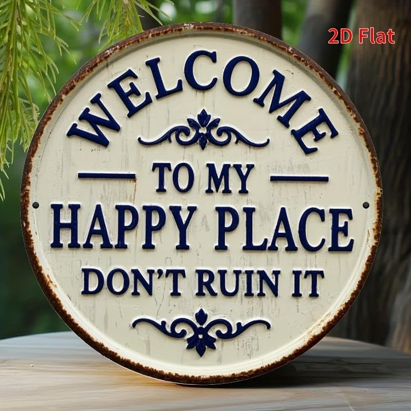 1PC Rustic Metal Welcome Sign Vintage Iron 7.8x7.8 Inch with Floral Accents Indoor Outdoor Metal Wall Art for Home, Porch, Garden, A - Image 2