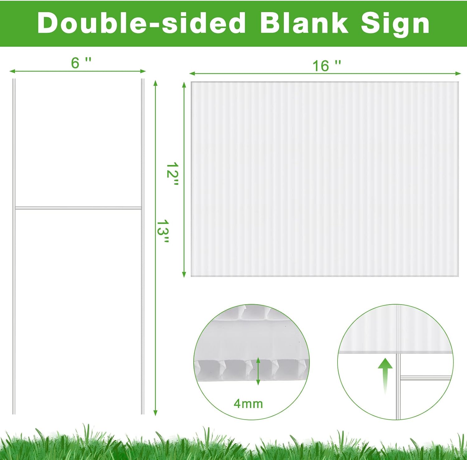Tuanse 20 Pack Blank Yard Signs with Stakes 16x12 Inch Double Sided Corrugated Plastic Board Custom Lawn Signs for Garage Sale Real Estate Open House Advertising Rent Guidepost Birthday Party(White) - Image 2