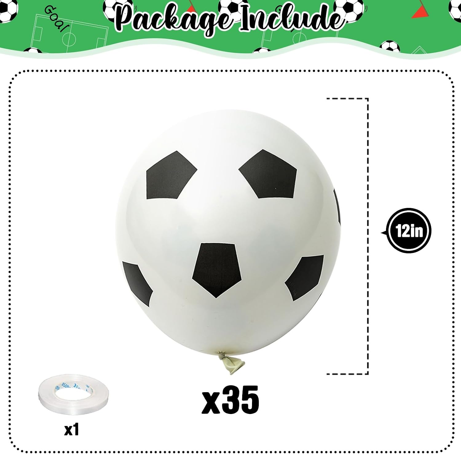 35 Pcs Soccer Ball Balloons, Black White Soccer Birthday Latex Balloons for Boys, Soccer Party Decorations Supplies for Kids Children Football Lover Sport Theme Birthday Baby Shower Party Decor - Image 2