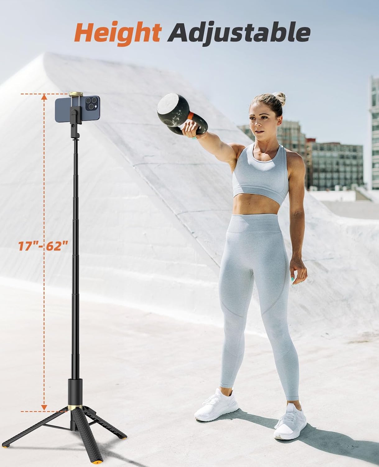 Vimose Phone Tripod & Selfie Stick with Remote, Portable, Lightweight for Video Recording Vlog, Extendable Travel Tripod Stand Compatible with iPhone Android, Black, 62" - Image 2