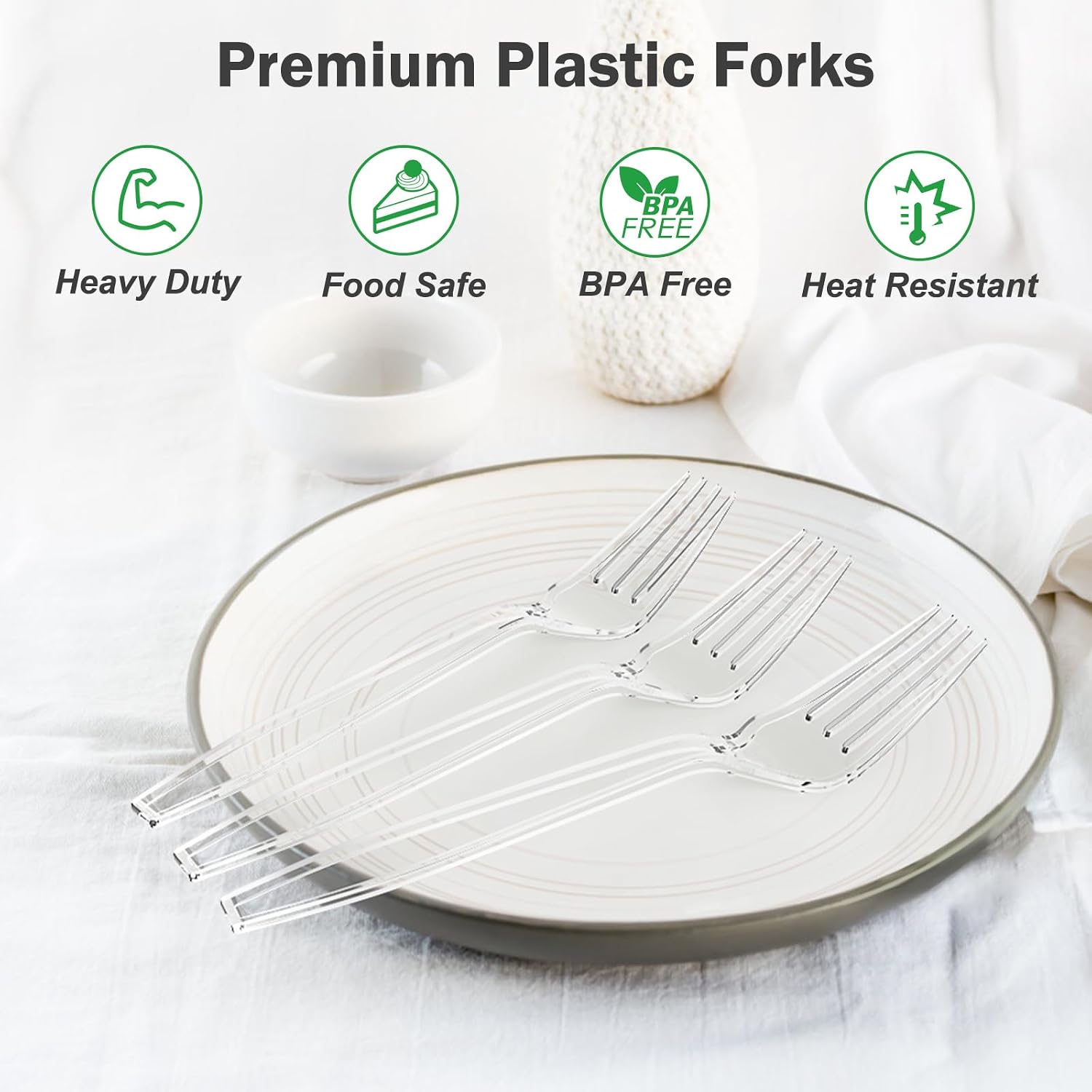 Dealusy 360 Count Extra Heavy Duty Clear Plastic Forks Disposable, BPA-Free, Heat Resistant, Solid and Durable Disposable Forks Bulk, Premium Plastic Forks heavy duty for Party Supply - Image 3