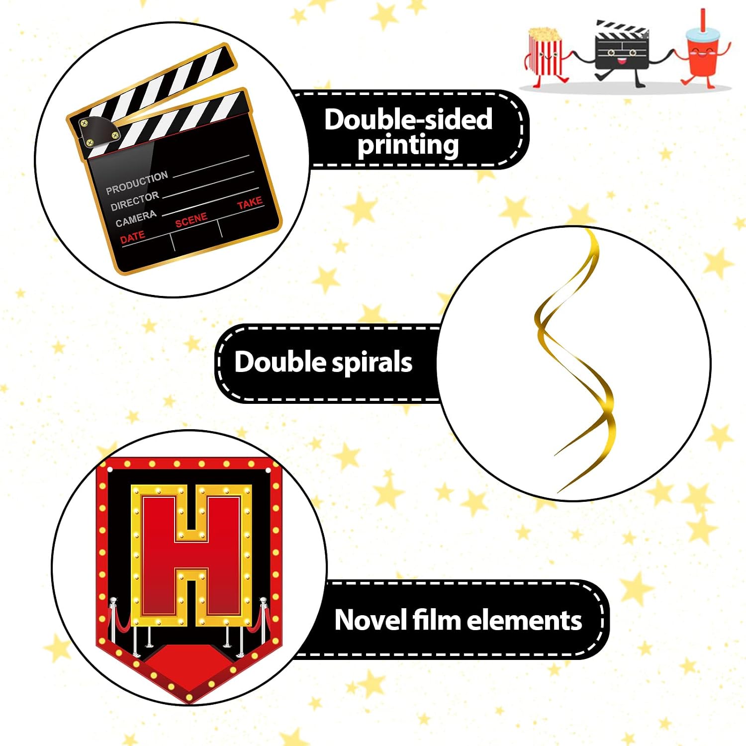45 Pieces Movie Night Decorations Party Decorations Kit Now Showing Banner Hanging Swirls Movie Theater Themed for Bridal Shower Birthday Party Supplies Film Backdrop - Image 3