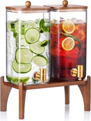 2 Pack 1.5 Gallon Square Glass Drin...