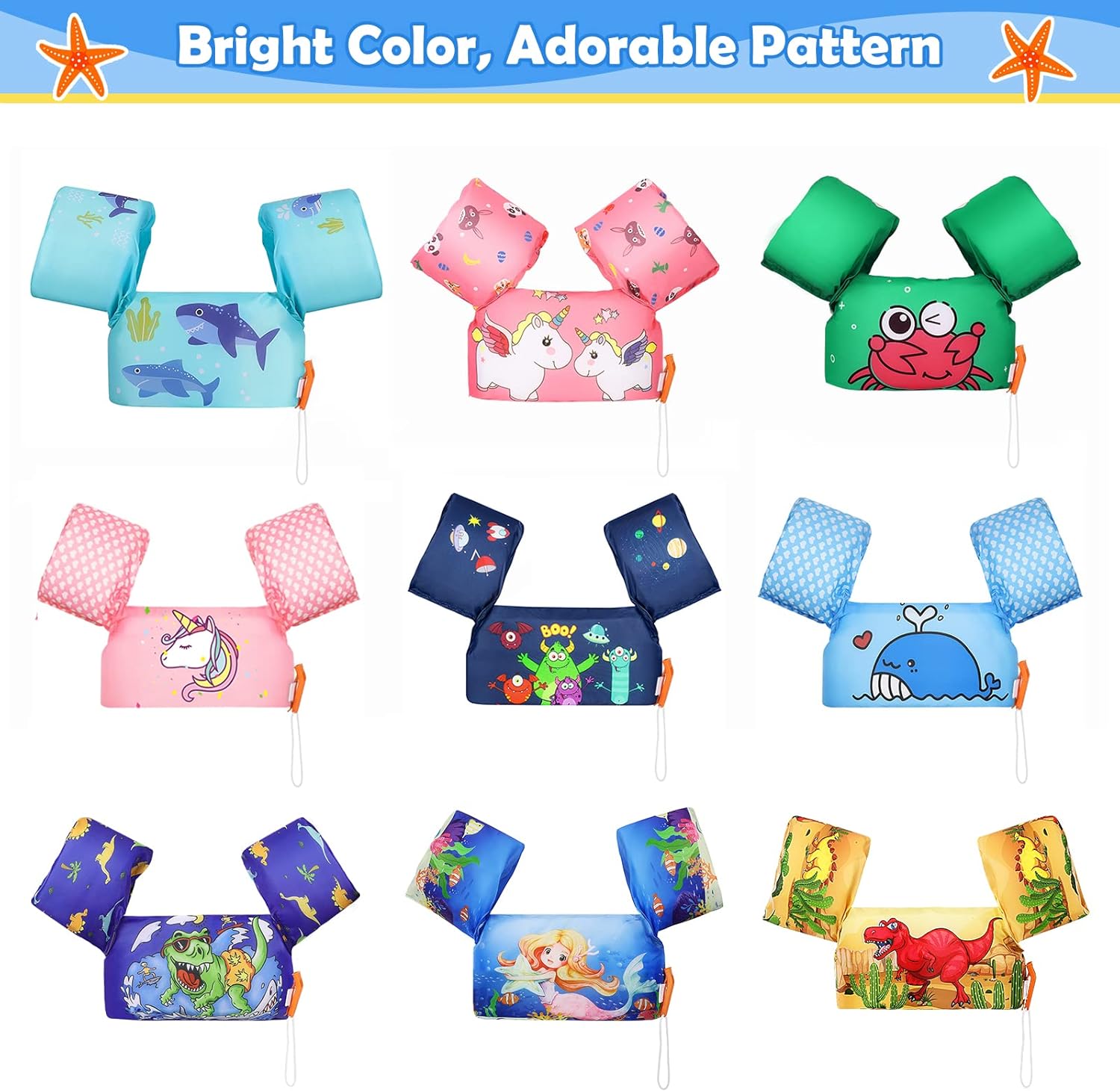 MoKo Swim Arm Band for Kids 20-30-40-50lbs, Toddler Swim Vest Cute Cartoon Swimming Wings Pool Floats Sleeve Children Water Sports Learning Swim Training Equipment, Blue - Image 5