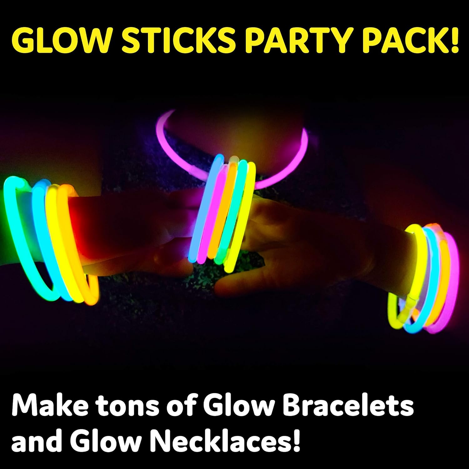 PartySticks Glow Sticks Party Supplies 100pk - 8 Inch Glow in the Dark Light Up Sticks Party Favors, Glow Party Decorations, Neon Party Glow Necklaces and Glow Bracelets with Connectors - Image 2