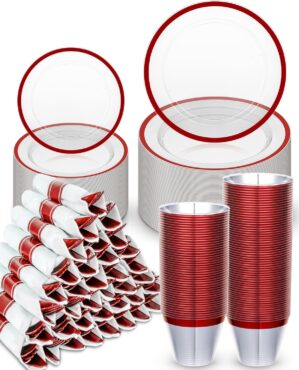 BESTVIP 350PCS Disposable Clear Red...