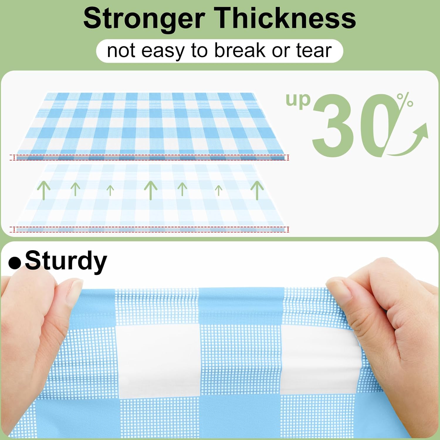misaya 4 Packs Buffalo Disposable Table Cloth, 54 x 108 Inch Waterproof Plastic Tablecloth, Rectangle Baby Blue and White Checkered Table Covers for Picnic, Birthday, Party, Back to School - Image 2