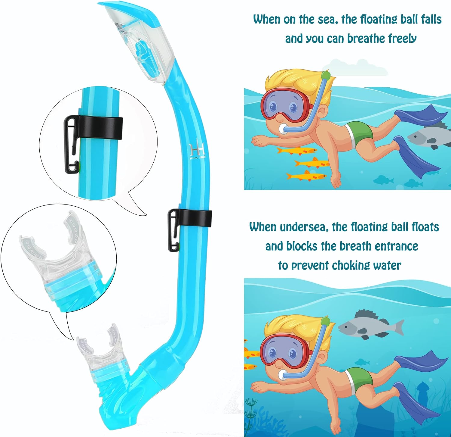 Kids Mask Fins Snorkel Set Snorkeling Packages, with Diving Mask, Snorkel, Adjustable Swim Fins, Mesh Bag, Anti-Fog Anti-Leak Snorkeling Gear for Kids for Snorkeling Swimming Diving - Image 3