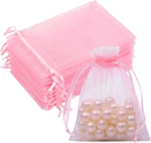 50PCS Pink Organza Bags 3×4, S...