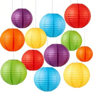 Colorful Paper Lanterns Set (12 Pcs...