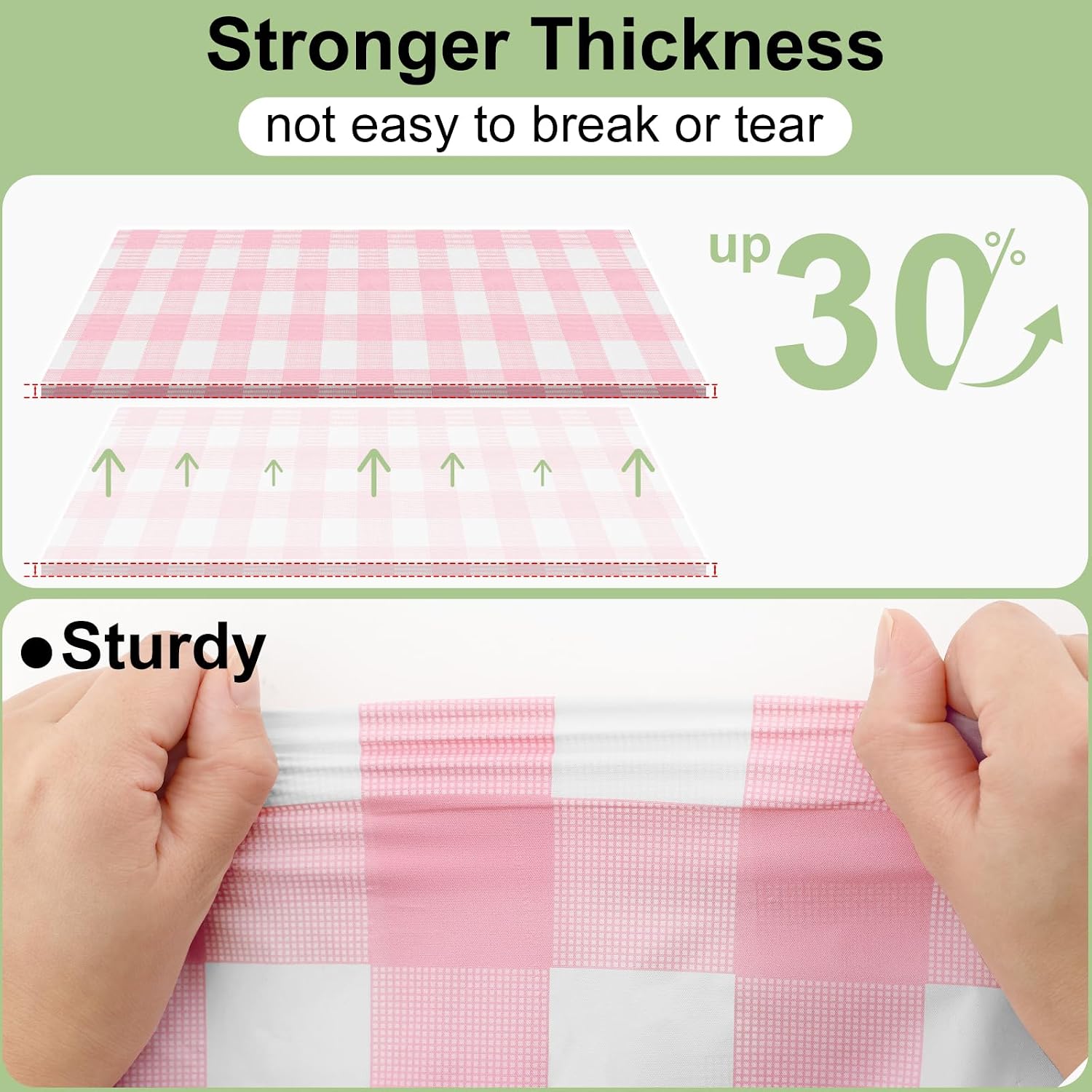 misaya 12 Packs Buffalo Disposable Table Cloth, 54 x 108 Inch Waterproof Plastic Tablecloth, Rectangle Pink and White Checkered Table Covers for Picnic, Birthday, Party, Back to School - Image 2