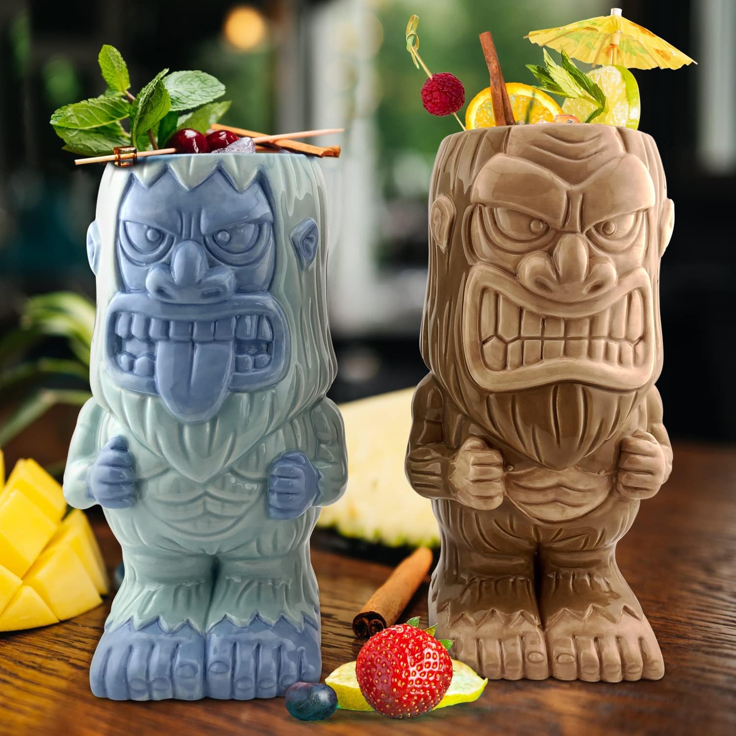 Tiki Mug Set Bigfoot and Yeti Ceramic Mugs, Set of 2 - Mythical Collectible Tiki Cups - Tumbler Coffee Mugs, Tropical Drinkware For Home Kitchen - Each Mug Holds 20 Ounces - Image 6