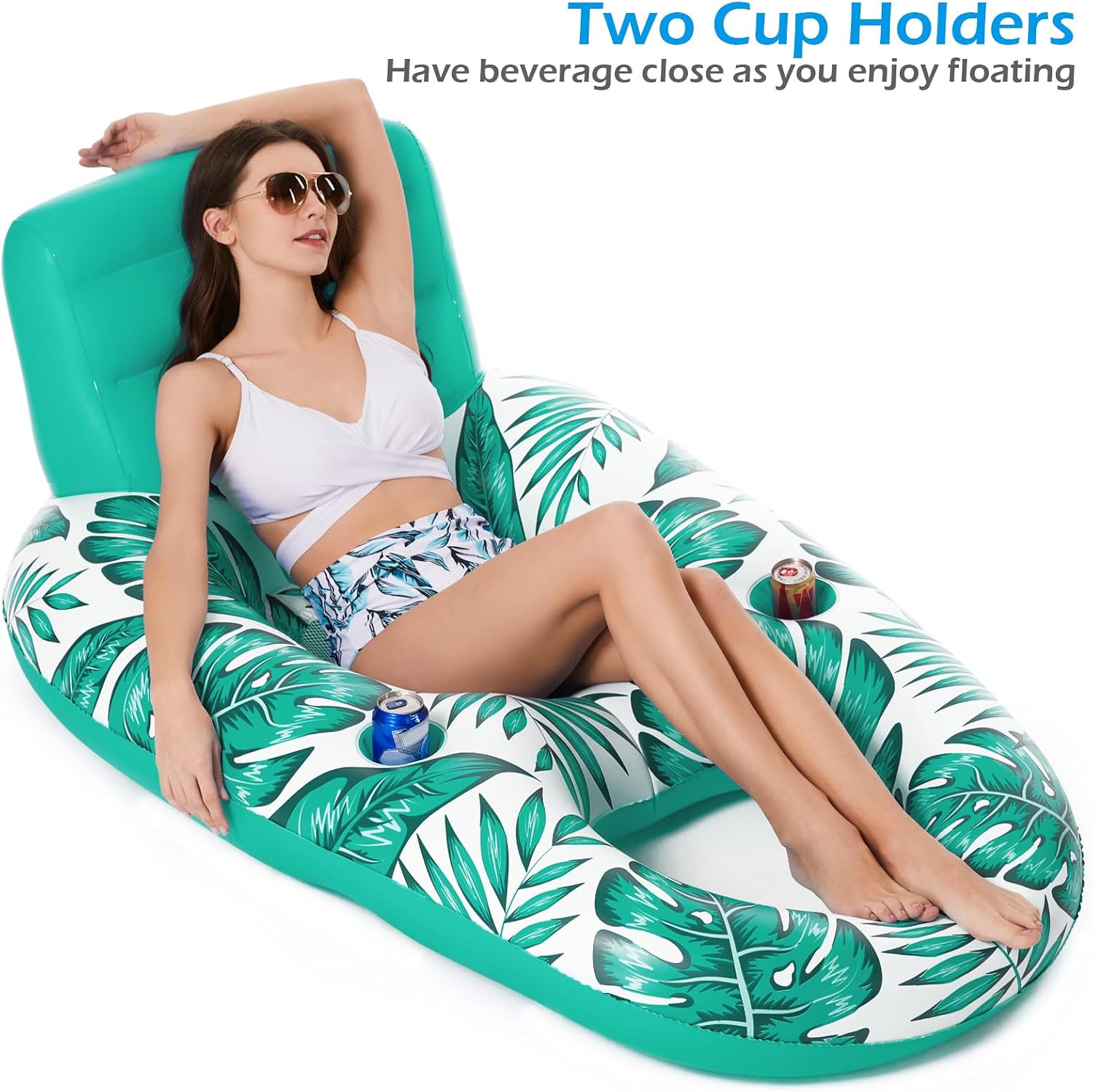 Jasonwell Inflatable Pool Float Adult - Pool Floaties Lounger Floats Raft Floating Chair Water Floaties for Swimming Pool Lake Lounge Float with Cup Holders Beach Pool Party Toys for Adults - Image 3