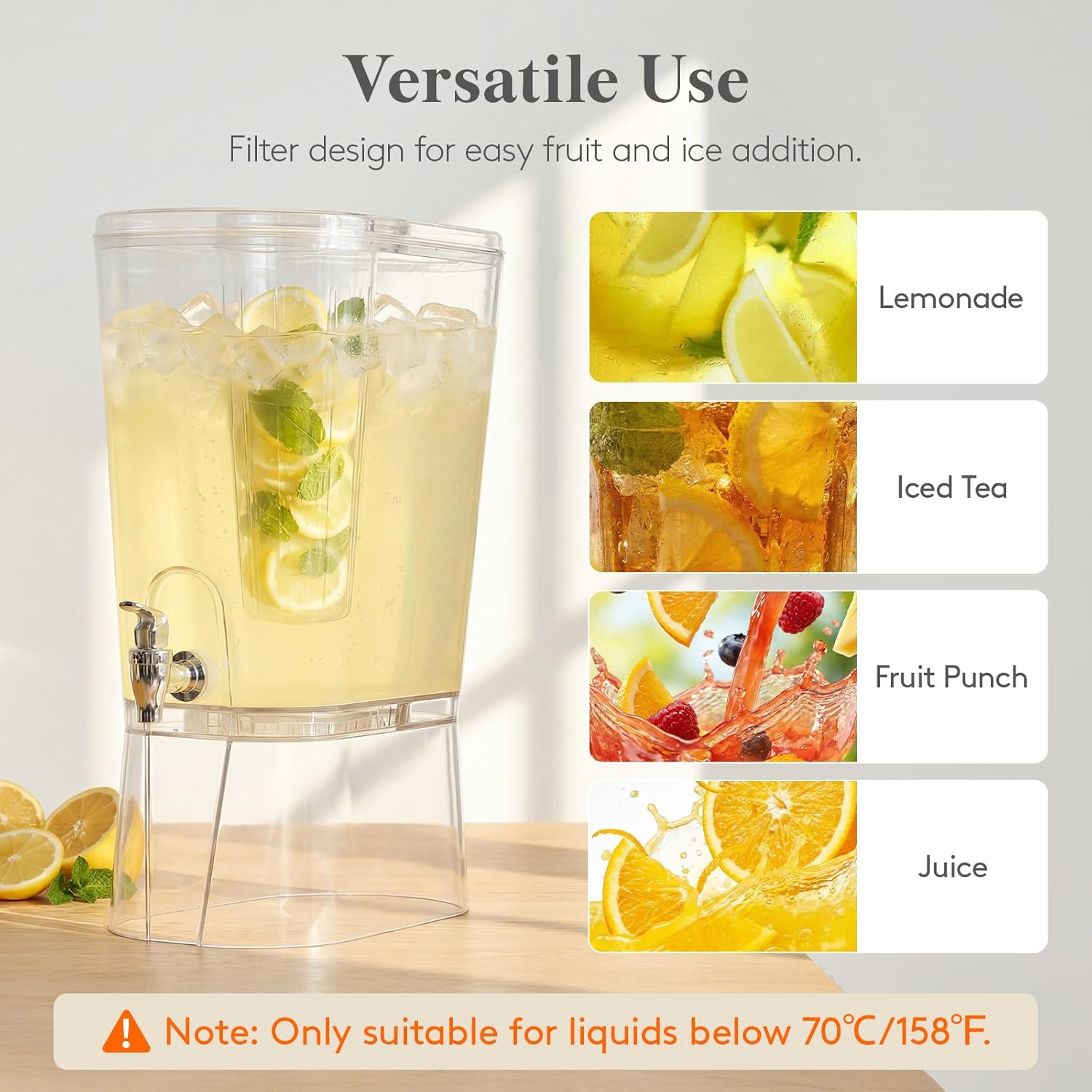 Lifewit 2 Gallon Drink Dispenser for Parties, Large Plastic Beverage Container with Fruit Infuser & Leak-Proof Spigot, BPA Free Water Pitcher for Juice/Tea/Lemonade - Ideal for Bar & Outdoor, 2 Pcs - Image 9