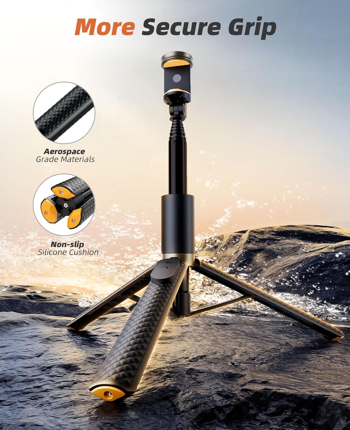 Vimose Phone Tripod & Selfie Stick with Remote, Portable, Lightweight for Video Recording Vlog, Extendable Travel Tripod Stand Compatible with iPhone Android, Black, 62" - Image 3
